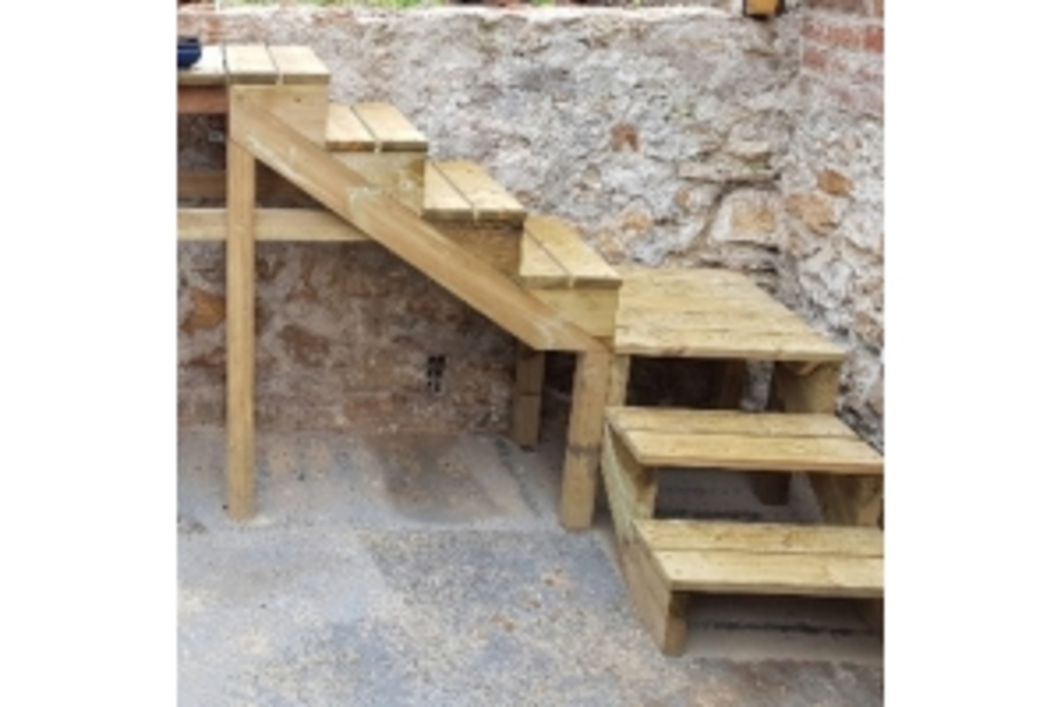 Wooden outdoor deck stairs