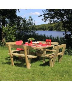 Square picnic table 8 seats 237cm with backrest