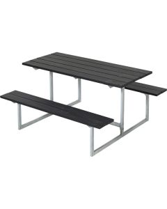 Design childrens picnic table 110x110x57cm in galvanized steel and pressure treated timber stained black