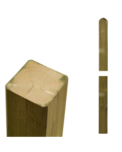 Holzpfost, Kopf gerundet 7x7x270cm - Druckimprägniertes Kiefernholz, Natur