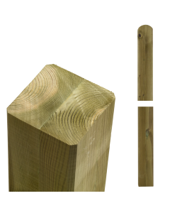 Timber post 9x9cm - cross section laminated - length 98cm - 1 end cut right, 1 end rounded