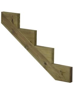 Treppenwange 4 Stufen aus druckbehandeltem Holz für Gartentreppen