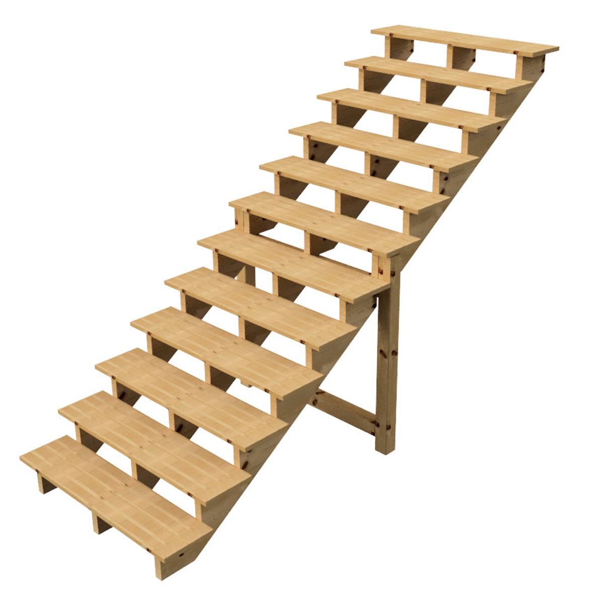 BERLIN - Deck stairs wood 12 steps - 207 cm height (81.50 in), 120