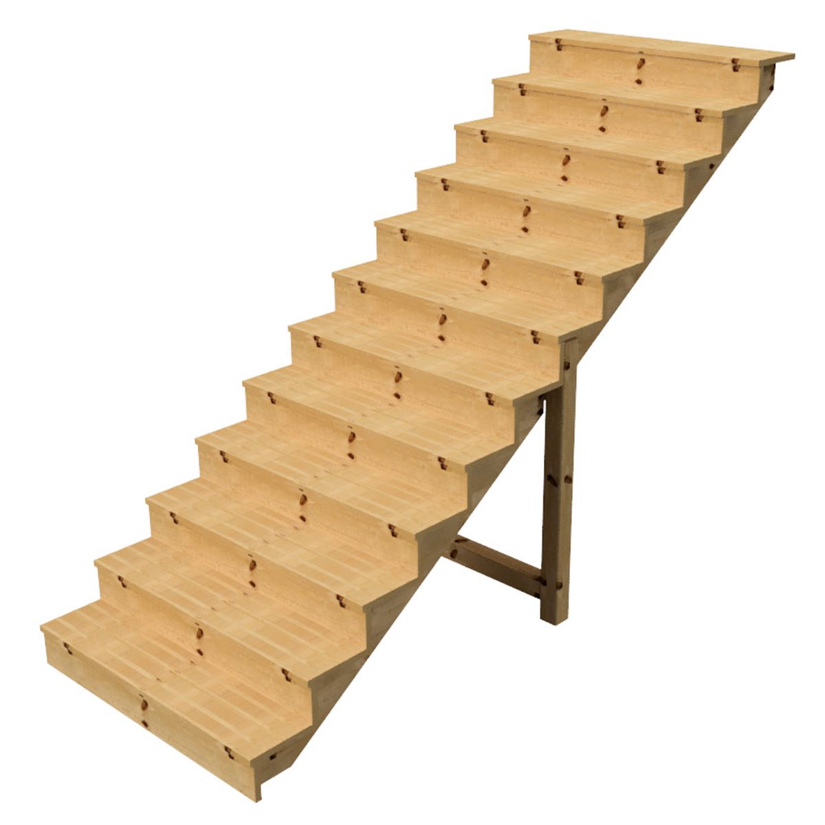 BERLIN - Deck stairs wood 12 steps - 207 cm height (81.50 in), 120