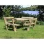 Table pique nique bois carrée avec bancs et dossiers 8pers pin naturel thumbnail