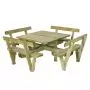 Table pique nique bois carrée avec bancs et dossiers 8pers pin naturel thumbnail
