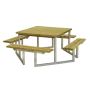 Vierkante picknicktafel TWIST - 8 personen - Geïmpregneerd hout naturel thumbnail