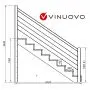 Scala in legno TOKYO 8 gradini h139cm Ringhiera cavi acciaio inox,lato opzione a scelta,varie dimensioni  thumbnail