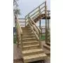 Outdoor stairs 8 steps + landing 80x80cm steps + bannister rail 85x85mm - shape S-OOORR thumbnail
