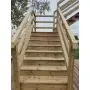 Balustrade trap buiten 3 treden + bordes 80x80cm + trapleuning 85x85mm - vorm S-OOORR thumbnail