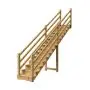 Outdoor stairs 14 steps with wooden handrail 7x7cm thumbnail