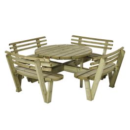 Round picnic table 8 seats 237cm with backrest