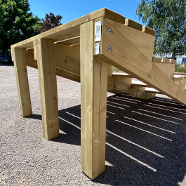Wooden post support for garden stairs 4 steps 9x9x68cm