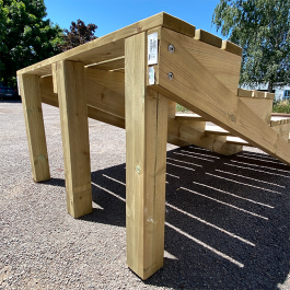 Wooden post support for garden stairs 6 steps 9x9x102cm