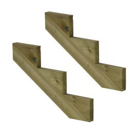 2er Set Treppenwange 3 Stufen aus KDI Holz für Gartentreppen