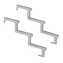 Pack 2 pièces - Limon acier galvanisé 3 marches - H 51cm 