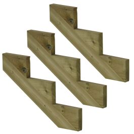 3er Set Treppenwange 3 Stufen aus KDI Holz für Gartentreppen