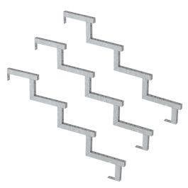 Pack de 3 zancas de acero para escalera de 4 peldaños - 68cm - opción contrahuellas