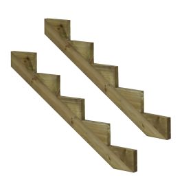 Limon 5 marches - bois autoclave (classe 4) pour escalier de jardin
