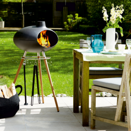 Morso Grill Forno II - Barbecue en fonte avec trépied en teck