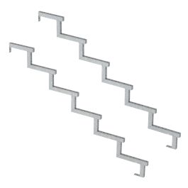 Pack de 2 zancas de acero para escalera de 6 peldaños - 102cm - opción contrahuellas