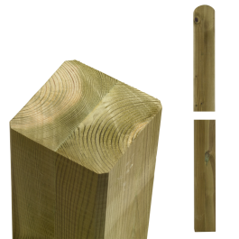 Timber post 9x9cm - cross section laminated L-268cm - right-rounded