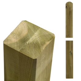 Timber post 9x9cm - cross section laminated - straight/rounded end - multiple lengths