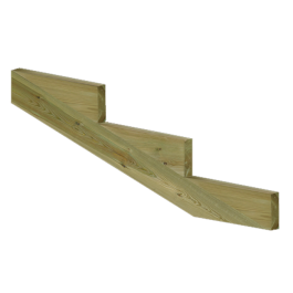 XL Treppenwange 3 Stufen–imprägniertes Holz–Außentreppe