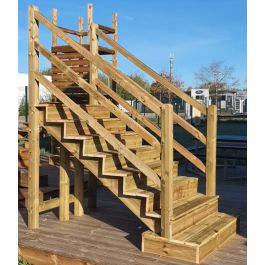 Kit escalera madera con barandilla poste redondeado