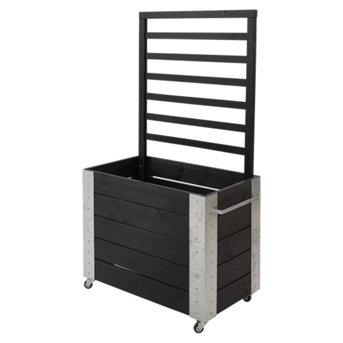 Jardinière bois sur pied - 88x37x39cm - bois autoclave lasuré noir