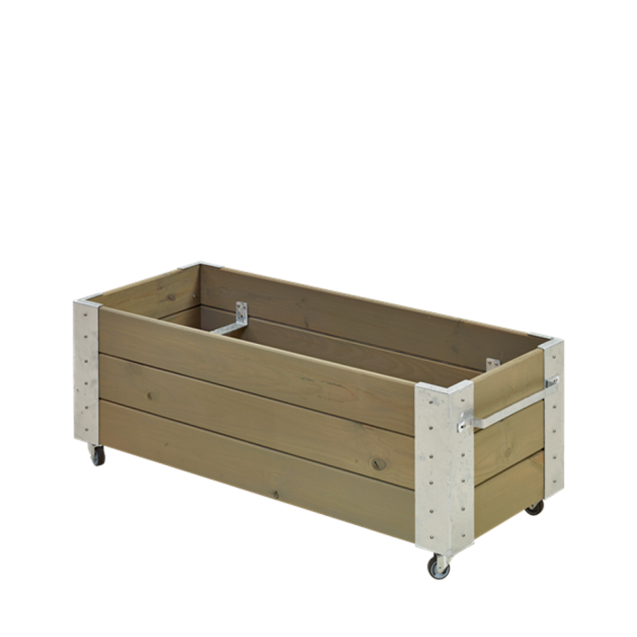 Hick Ik wil niet slikken plantenbak op wielen rechthoek 120x50x45cm hout grijs-groen