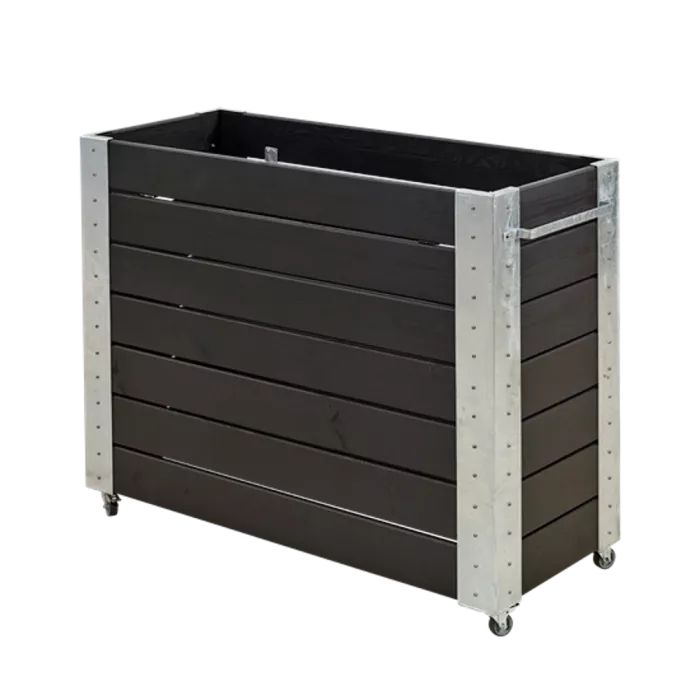 Plantenbak op wielen - geimpregneerd hout - zwart - 120x50x95cm