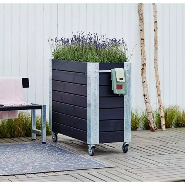 Plantenbak op wielen - geimpregneerd hout - zwart - 120x50x95cm