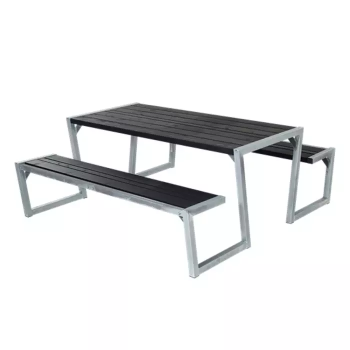 Table pique nique bois Zigma 6pers lasurée noire Table pique nique bois Zigma 6pers lasurée noire