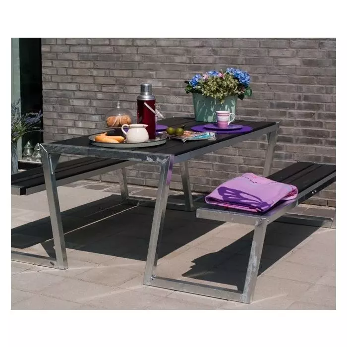 Table pique nique bois Zigma 6pers lasurée noire
