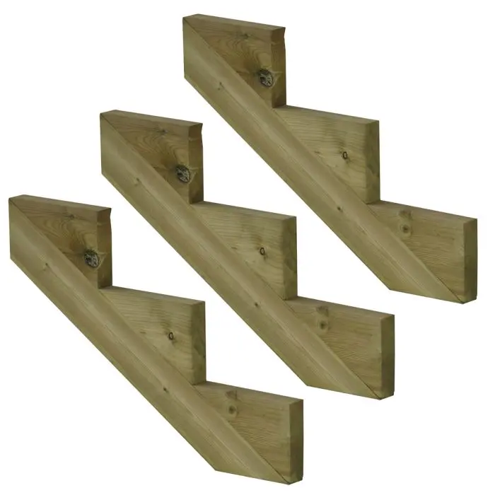 Set van 3 stuks: Trapbalk 3 treden geïmpregneerd hout voor tuintrap