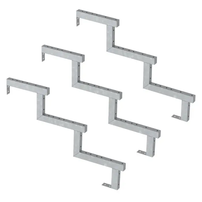 Pack 3x steel deck stair stringer 3 steps - h51cm - with option to install countersteps Pack 3x steel deck stair stringer 3 steps - h51cm - with option to install countersteps