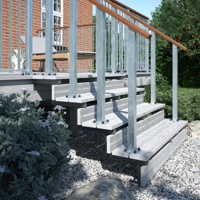 3er Set Stahl Treppenwange 4 Stufen - Option für Setzstufen-Höhe 68cm