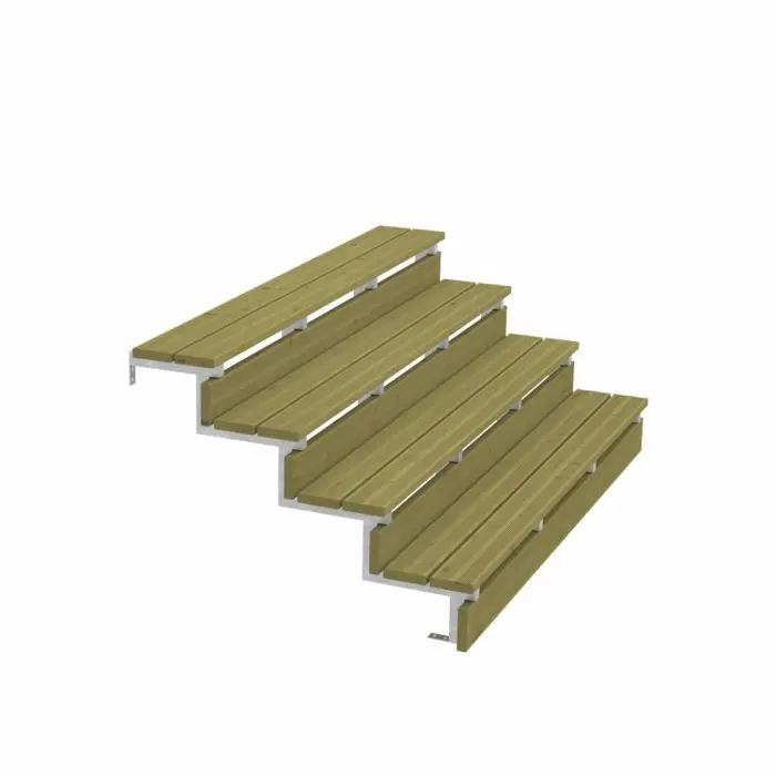 3er Set Stahl Treppenwange 4 Stufen - Option für Setzstufen-Höhe 68cm