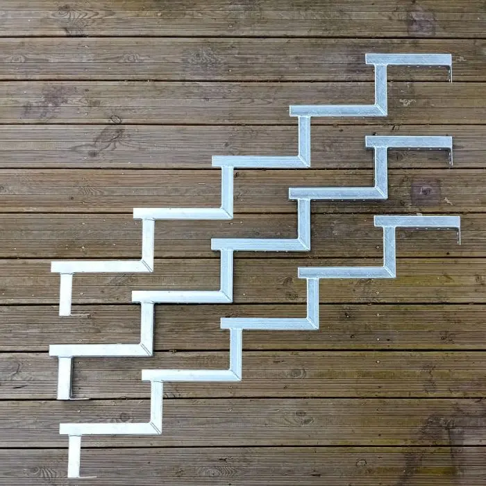 Cosciale metallo 5 gradini - con opzione alzate-h85cm-Set da 3 pezzi