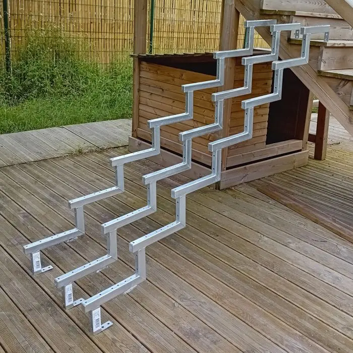 3er Set Stahl Treppenwange 7 Stufen - Option für Setzstufen-Höhe 119cm
