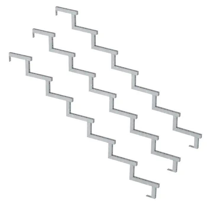 3er Set Stahl Treppenwange 7 Stufen - Option für Setzstufen-Höhe 119cm 3er Set Stahl Treppenwange 7 Stufen - Option für Setzstufen-Höhe 119cm