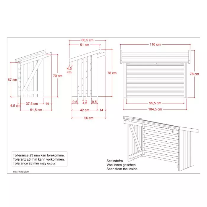 Omkasting airco buitenunit 96x56x57cm geïmpregneerd hout - Naturel