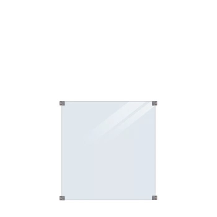 Panneau garde corps verre feuilleté 87mm 90x91cm pinces rond
