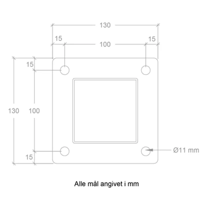 Stahlpfosten feuerverzinkt 8x8x132cm - Pfostenfuß 13x13cm
