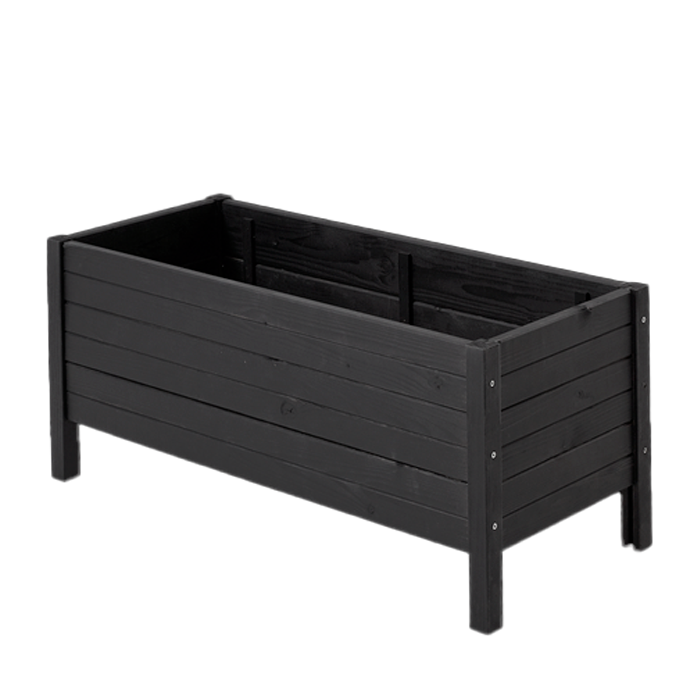 Jardinière bois sur pied - 88x37x39cm - bois autoclave lasuré noir