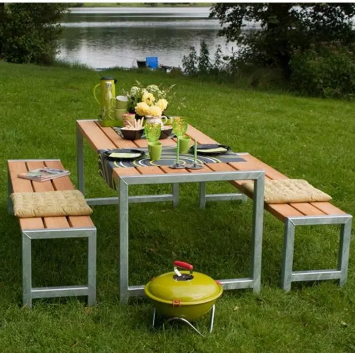 Table de jardin Plank 6pers - Bois autoclave ou mélèze de sibérie