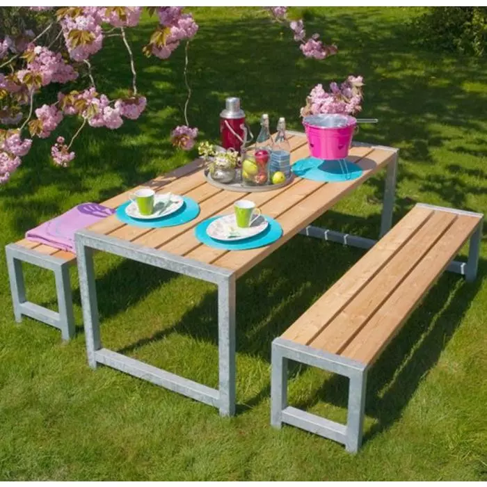 Table de jardin Plank 6pers - Bois autoclave ou mélèze de sibérie Table de jardin Plank 6pers - Bois autoclave ou mélèze de sibérie
