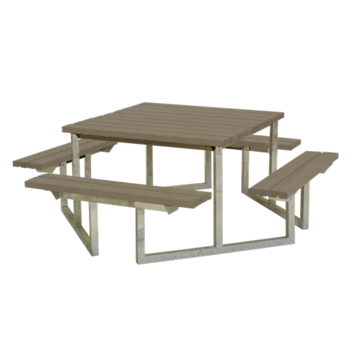 Square picnic table TWIST - pressure treated wood grey Square picnic table TWIST - pressure treated wood grey