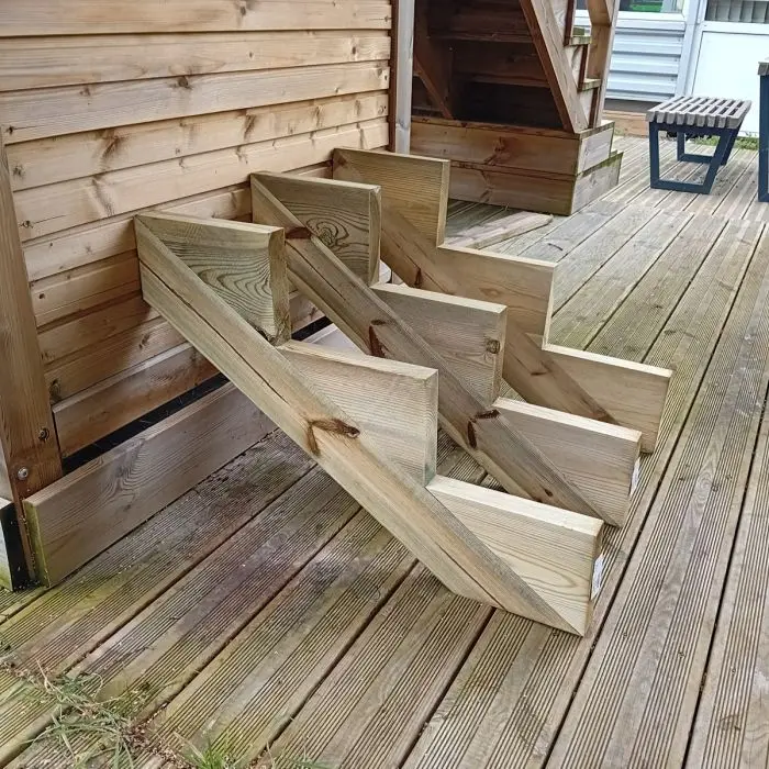 Set van 3 stuks: Trapbalk 3 treden geïmpregneerd hout voor tuintrap